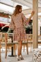Beige Color Half Button Detailed Short Silk Dress - 6