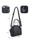 Monogram Printed Black Shk132 Faux Leather, Zippered Single Compartment, Snap Detail, Strap Hand and Cross - 4