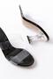 S-618 Black Patent Leather Single Strap Heeled Women's Slippers - 5