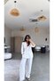 White Woven Double Breasted Collar Shirt Suit - 7