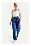 Navy Jeans With Elastic Waist - 2