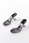 S-618 Black Patent Leather Single Strap Heeled Women's Slippers - 3