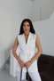 Women's White Belted Vest Blazer Suit Two-Piece - 5