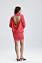 Back Low-Cut Gathered Sandy Evening Dress |   Elb36127 Coral