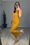 Crinkle Fabric Gathered Sides Sleeveless Dress - 3