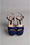 Seç 361 Platform Heelled Evening Shoes (12.5 cm) Dark Blue - 3