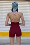 String Strap Halter Neck K Ribbed Knit Shorts Jumpsuit - Summer Stretchy F Corded Fabric Sports Bodysuit - 8