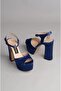 Seç 361 Platform Heelled Evening Shoes (12.5 cm) Dark Blue - 5