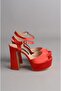 Seç 361 Platform Heelled Evening Shoes (12.5 cm) Red - 2