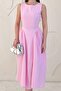 Pink Midi Length Basic Linen Dress - 2