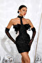 Black Illusion Sequin Dress