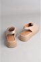 Seç B1001 Genuine Leather Women's Sandals with Wedge Heels Mink - 5