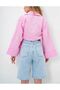 Women's Pink Spanish Sleeve Tie-Detail Belted Shirt Pearl - 3