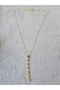 Gold Color Seven Color Stone Steel Y Necklace - 4