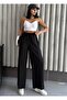 Women's Black Elastic Waist Palazzo Pants - 4