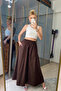 Long Poplin Skirt with Pockets and Elastic Waist - 5