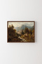 Mountain Landscape with a Fisherman in a Valley - Wooden Patterned Frame