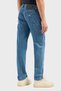 Logo Printed Cotton Slim Fit Low Waist Regular Leg Jeans Men's Denim Pants Em000668 - 3