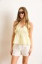 Women's Yellow Halter Neck Bow Detailed Muslin Blouse Blz-19003033 - 2