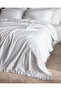 Julien King Size 100% Cotton Ruffle Bed Sheet Piece Duvet Cover Set - White - 2