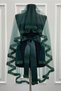 Green Bridal Veil Set, Pearl, Sequins and Glass Beads Embroidered, Henna Night Veil Set 6 Pieces - 2