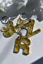Gold Foil Floral Glittery-Paillette Epoxy Letter - Number Keychains - 3
