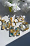 Gold Foil Floral Glittery-Paillette Epoxy Letter - Number Keychains - 3