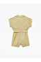 Modal Short Jumpsuit with Short Sleeve Shirt Collar Pocket Belt - 2