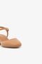 Tan Genuine Leather Ankle Strap Square Toe Block Heeled Women's Shoes - 4