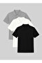Men's Short Sleeve Polo Neck T-Shirt 3 Pack 100% Cotton – Black White Grey - 3