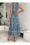 Women's Rope Strap V-Neck Ethnic Pattern Short Dress - 4