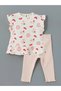Ecru Crew Neck Floral Baby Girl Blouse and Leggings 2-Piece Set