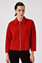 Pomegranate Flower Shirt Collar Zippered Women's Jacket - 2