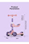 3 in 1 Kick Scooter for Kids with Flashing Wheel, Adjustable Height and Removable Seat - 8