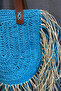 - Ayşe 4723 3374 Hand Knitted Colorful Tasseled Paper Thread Women's Shoulder Bag / Blue - 2