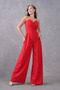 New Season Wide Leg Double Breasted Collar Stretchy Crepe Fabric Strap Long Evening Dress Women's Jumpsuit 582101 - 7