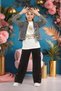 Girls Cotton Stylish 2-Piece Set Jeans Patterned Jacket & Short-Sleeved Blouse