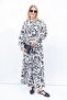 Stone-Black-Patterned Skirt Ruffle Dress