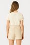 Women's Beige White Striped High Waist Knitwear Summer Shorts - 3