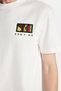 Relax Fit Relaxed Fit Cotton Front and Back Print and Embroidery Detail Crew Neck White Men's T-Shirt - 3