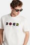Relax Fit Relaxed Cut Cotton Front Print Detailed Crew Neck Ecru Men's T-Shirt