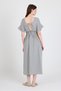 Gray 100% Cotton Ruffle Sleeve Detailed Button Dress 4781A - 5