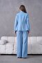 Women's Suit with Pocket Buttons Accessories Baby Blue - 4