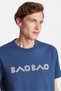 Relax Fit Relaxed Fit Cotton Front and Back Print Detail Crew Neck Indigo Men's T-Shirt