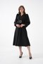 Women's Black Crepe Fabric Double Breasted Collar Balloon Sleeve Belt and Wadding Detail Midi Dress 77132 - 2