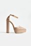 Women's Genuine Leather Platform Heeled Shoes Mink - 2