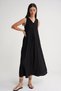 4700 Women's V-Neck Front Pleated Dress Black - 2
