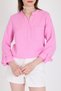 Pink 100% Cotton Linen Look Judge Collar Crop Shirt 4702A - 6