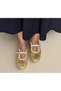 Gold Mesh Beige Patent Leather Banded Women's Stylish and Comfortable Ballerinas