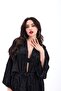 Women's Black Silk Satin Pants Kimono Suit - 4